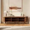 79" Ash Wood Walnut Fluted TV Stand with Sintered Stone Top