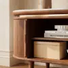 79" Ash Wood Walnut Fluted TV Stand with Sintered Stone Top