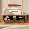 79" Ash Wood Walnut Fluted TV Stand with Sintered Stone Top