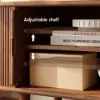 79" Ash Wood Walnut Fluted TV Stand with Sintered Stone Top