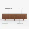 79" Ash Wood Walnut Fluted TV Stand with Sintered Stone Top