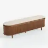 79" Ash Wood Walnut Fluted TV Stand with Sintered Stone Top
