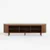 79" Ash Wood Walnut Fluted TV Stand with Sintered Stone Top