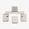 Horva Extendable Ivory Makeup Vanity Set with LED Mirror and Vanity Stool (57"–73")
