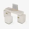 Horva Extendable Ivory Makeup Vanity Set with LED Mirror and Vanity Stool (57"–73")