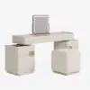 Horva Extendable Ivory Makeup Vanity Set with LED Mirror and Vanity Stool (57"–73")