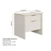 Modern Saddle Leather 2-Drawer Nightstand with Faux Travertine Stone Top