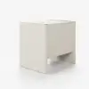 Modern Saddle Leather 2-Drawer Nightstand with Faux Travertine Stone Top