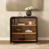 31" Ash Wood Veneer TV Stand with Wood Doors & Storage