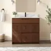 92cm Walnut Single Bathroom Vanity with Sink and Sintered Stone Top