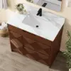 92cm Walnut Single Bathroom Vanity with Sink and Sintered Stone Top