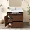 92cm Walnut Single Bathroom Vanity with Sink and Sintered Stone Top