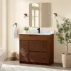 92cm Walnut Single Bathroom Vanity with Sink and Sintered Stone Top