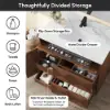 92cm Walnut Single Bathroom Vanity with Sink and Sintered Stone Top