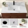 92cm Walnut Single Bathroom Vanity with Sink and Sintered Stone Top