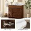 92cm Walnut Single Bathroom Vanity with Sink and Sintered Stone Top