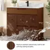 92cm Walnut Single Bathroom Vanity with Sink and Sintered Stone Top