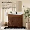 92cm Walnut Single Bathroom Vanity with Sink and Sintered Stone Top