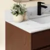 92cm Walnut Single Bathroom Vanity with Sink and Sintered Stone Top