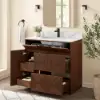 92cm Walnut Single Bathroom Vanity with Sink and Sintered Stone Top