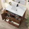 92cm Walnut Single Bathroom Vanity with Sink and Sintered Stone Top