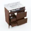 92cm Walnut Single Bathroom Vanity with Sink and Sintered Stone Top