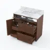 92cm Walnut Single Bathroom Vanity with Sink and Sintered Stone Top