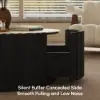 Aura 35" Round Black Slatted Sintered Stone Coffee Table with 2 Drawers