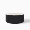 Aura 35" Round Black Slatted Sintered Stone Coffee Table with 2 Drawers