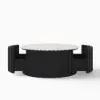 Aura 35" Round Black Slatted Sintered Stone Coffee Table with 2 Drawers