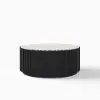 Aura 35" Round Black Slatted Sintered Stone Coffee Table with 2 Drawers