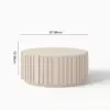 Aura 35" Round Washed White Slatted Sintered Stone Coffee Table with 2 Drawers