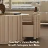 Aura 35" Round Washed White Slatted Sintered Stone Coffee Table with 2 Drawers
