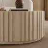 Aura 35" Round Washed White Slatted Sintered Stone Coffee Table with 2 Drawers