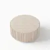 Aura 35" Round Washed White Slatted Sintered Stone Coffee Table with 2 Drawers