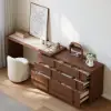 Panvyr Wooden Extendable L-Shaped Makeup Vanity Dresser with Vanity Mirror (49"–94")