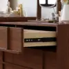 Panvyr Wooden Extendable L-Shaped Makeup Vanity Dresser with Vanity Mirror (49"–94")