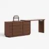 Panvyr Wooden Extendable L-Shaped Makeup Vanity Dresser with Vanity Mirror (49"–94")