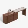 Panvyr Wooden Extendable L-Shaped Makeup Vanity Dresser with Vanity Mirror (49"–94")