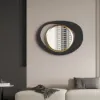 90cm Abstract Wall Mirror, Matte Black and Gold, Horizontal or Vertical