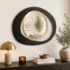 Abstract Wall Mirror, Matte Black and Gold, Horizontal or Vertical