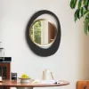 Abstract Wall Mirror, Matte Black and Gold, Horizontal or Vertical
