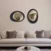 Abstract Wall Mirror, Matte Black and Gold, Horizontal or Vertical
