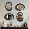 Abstract Wall Mirror, Matte Black and Gold, Horizontal or Vertical