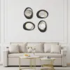 Abstract Wall Mirror, Matte Black and Gold, Horizontal or Vertical