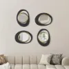 Abstract Wall Mirror, Matte Black and Gold, Horizontal or Vertical
