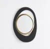 Abstract Wall Mirror, Matte Black and Gold, Horizontal or Vertical