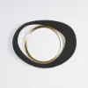 Abstract Wall Mirror, Matte Black and Gold, Horizontal or Vertical