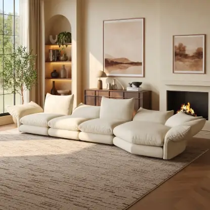 Florvia Chenille Modular Adjustable Backrest Sectional Sofa – 410cm