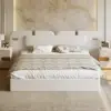 Horva Queen Faux Leather Platform Bed with Wide Headboard & Integrated LED Lighting